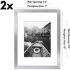 image:imageAmericanflat 11x14 Picture Frame 2Pack  Matted to 8x10  White  Slim Molding construction Polished plexiglass front hangs vertical or horizontal sawtooth hangers includedSilver