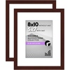 image:imageAmericanflat 11x14 Picture Frame 2Pack  Matted to 8x10  White  Slim Molding construction Polished plexiglass front hangs vertical or horizontal sawtooth hangers includedMahogany