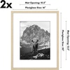 image:imageAmericanflat 11x14 Picture Frame 2Pack  Matted to 8x10  White  Slim Molding construction Polished plexiglass front hangs vertical or horizontal sawtooth hangers includedNatural Oak