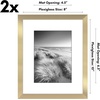 image:imageAmericanflat 11x14 Picture Frame 2Pack  Matted to 8x10  White  Slim Molding construction Polished plexiglass front hangs vertical or horizontal sawtooth hangers includedGold