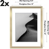 image:imageAmericanflat 11x14 Picture Frame 2Pack  Matted to 8x10  White  Slim Molding construction Polished plexiglass front hangs vertical or horizontal sawtooth hangers includedGold