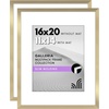 image:imageAmericanflat 11x14 Picture Frame 2Pack  Matted to 8x10  White  Slim Molding construction Polished plexiglass front hangs vertical or horizontal sawtooth hangers includedGold