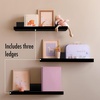 image:imageAmericanflat 14 Floating Shelves for Wall  Set of 3  Made of Engineered Wood with Lipped Ledge  Floating Wall Shelves for Bedroom Bathroom Kitchen Office and Living Room  BlackBlack