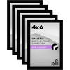 image:imageAmericanflat 4x6 Picture Frame 5Pack  Slim Molding  Black  Polished plexiglass front wall or tabletop display with included easel triangle hangers included secure turntab backingBlack