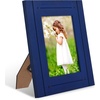 image:imageAmericanflat 5x7 Picture Frame with Polished Crystal Clear Glass  Hampton Collection  Distressed Wood Picture Frames for Tabletop and Wall Display  Charcoal Black  Polished glass wall or tabletop display with included easel sawtooth hangers included fits photos posters and artNavy