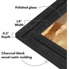 image:imageAmericanflat 5x7 Picture Frame with Polished Crystal Clear Glass  Hampton Collection  Distressed Wood Picture Frames for Tabletop and Wall Display  Charcoal Black  Polished glass wall or tabletop display with included easel sawtooth hangers included fits photos posters and artCharcoal Black