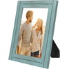 image:imageAmericanflat 5x7 Picture Frame with Polished Crystal Clear Glass  Hampton Collection  Distressed Wood Picture Frames for Tabletop and Wall Display  Charcoal Black  Polished glass wall or tabletop display with included easel sawtooth hangers included fits photos posters and artTurquoise Blue