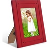 image:imageAmericanflat 5x7 Picture Frame with Polished Crystal Clear Glass  Hampton Collection  Distressed Wood Picture Frames for Tabletop and Wall Display  Charcoal Black  Polished glass wall or tabletop display with included easel sawtooth hangers included fits photos posters and artRed