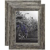 image:imageAmericanflat 5x7 Picture Frame with Polished Crystal Clear Glass  Set of 2  Hampton Collection  Distressed Wood Picture Frames for Tabletop and Wall Display  Rustic Tan  Polished glass wall or tabletop display with included easel hanging hardware included fits photos and artRustic Tan