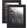 image:imageAmericanflat 5x7 Picture Frame with Polished Crystal Clear Glass  Set of 2  Hampton Collection  Distressed Wood Picture Frames for Tabletop and Wall Display  Rustic Tan  Polished glass wall or tabletop display with included easel hanging hardware included fits photos and artBlack