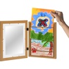 image:imageAmericanflat 85x11 Changeable Kids Art Frame  White  Holds 100 art pieces magnetic front door builtin keyholes for wall display stores finished artworkDark Oak Pack of 8