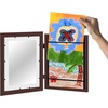 image:imageAmericanflat 85x11 Changeable Kids Art Frame  White  Holds 100 art pieces magnetic front door builtin keyholes for wall display stores finished artworkMahogany Pack of 8
