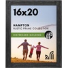 image:imageAmericanflat 8x10 Picture Frame with Polished Crystal Clear Glass  Hampton Collection  Distressed Wood Picture Frames for Tabletop and Wall Display  Charcoal Black  Polished glass wall or tabletop display with included easel sawtooth hangers included fits photos posters and artCharcoal Black