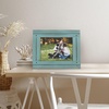 image:imageAmericanflat 8x10 Picture Frame with Polished Crystal Clear Glass  Hampton Collection  Distressed Wood Picture Frames for Tabletop and Wall Display  Charcoal Black  Polished glass wall or tabletop display with included easel sawtooth hangers included fits photos posters and artTurquoise Blue