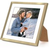 image:imageAmericanflat 8x10 Picture Frame with ShatterResistant Glass  Use as 5x7 Frame with Mat or Display 8x10 Photo Without Mat  Streamline Collection  Picture Frames for Tabletop and Wall  White  Shatterresistant glass wall or tabletop display with included easel sawtooth hangers included secure turntab backingGold