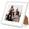 image:imageAmericanflat 8x10 Picture Frame with ShatterResistant Glass  Use as 5x7 Frame with Mat or Display 8x10 Photo Without Mat  Streamline Collection  Picture Frames for Tabletop and Wall  White  Shatterresistant glass wall or tabletop display with included easel sawtooth hangers included secure turntab backingWhite
