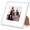 image:imageAmericanflat 8x10 Picture Frame with ShatterResistant Glass  Use as 5x7 Frame with Mat or Display 8x10 Photo Without Mat  Streamline Collection  Picture Frames for Tabletop and Wall  White  Shatterresistant glass wall or tabletop display with included easel sawtooth hangers included secure turntab backingWhite