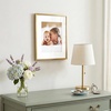 image:imageAmericanflat 8x10 Picture Frame with ShatterResistant Glass  Use as 5x7 Frame with Mat or Display 8x10 Photo Without Mat  Streamline Collection  Picture Frames for Tabletop and Wall  White  Shatterresistant glass wall or tabletop display with included easel sawtooth hangers included secure turntab backingGold