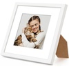 image:imageAmericanflat 8x10 Picture Frame with ShatterResistant Glass  Use as 5x7 Frame with Mat or Display 8x10 Photo Without Mat  Streamline Collection  Picture Frames for Tabletop and Wall  White  Shatterresistant glass wall or tabletop display with included easel sawtooth hangers included secure turntab backingWhite