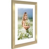 image:imageAmericanflat 8x8 Picture Frame  Matted to 5x5  Engineered Wood  White  Shatterresistant glass wall or tabletop display with included easel sawtooth hangers included secure turntab backingGold