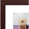 image:imageAmericanflat 8x8 Picture Frame  Matted to 5x5  Engineered Wood  White  Shatterresistant glass wall or tabletop display with included easel sawtooth hangers included secure turntab backingMahogany