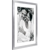 image:imageAmericanflat 8x8 Picture Frame  Matted to 5x5  Engineered Wood  White  Shatterresistant glass wall or tabletop display with included easel sawtooth hangers included secure turntab backingSilver