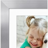 image:imageAmericanflat 8x8 Picture Frame  Matted to 5x5  Engineered Wood  White  Shatterresistant glass wall or tabletop display with included easel sawtooth hangers included secure turntab backingSilver