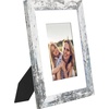 image:imageAmericanflat 8x8 Picture Frame  Matted to 5x5  Engineered Wood  White  Shatterresistant glass wall or tabletop display with included easel sawtooth hangers included secure turntab backingDistressed White