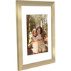 image:imageAmericanflat 8x8 Picture Frame  Matted to 5x5  Engineered Wood  White  Shatterresistant glass wall or tabletop display with included easel sawtooth hangers included secure turntab backingGold