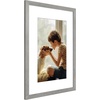 image:imageAmericanflat 8x8 Picture Frame  Matted to 5x5  Engineered Wood  White  Shatterresistant glass wall or tabletop display with included easel sawtooth hangers included secure turntab backingGrey Wood
