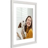 image:imageAmericanflat 8x8 Picture Frame  Matted to 5x5  Engineered Wood  White  Shatterresistant glass wall or tabletop display with included easel sawtooth hangers included secure turntab backingWhite
