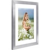 image:imageAmericanflat 8x8 Picture Frame  Matted to 5x5  Engineered Wood  White  Shatterresistant glass wall or tabletop display with included easel sawtooth hangers included secure turntab backingSilver