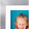 image:imageAmericanflat 8x8 Picture Frame  Matted to 5x5  Engineered Wood  White  Shatterresistant glass wall or tabletop display with included easel sawtooth hangers included secure turntab backingSilver
