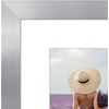 image:imageAmericanflat 8x8 Picture Frame  Matted to 5x5  Engineered Wood  White  Shatterresistant glass wall or tabletop display with included easel sawtooth hangers included secure turntab backingSilver