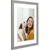 image:imageAmericanflat 8x8 Picture Frame  Matted to 5x5  Engineered Wood  White  Shatterresistant glass wall or tabletop display with included easel sawtooth hangers included secure turntab backingGrey Wood