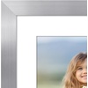 image:imageAmericanflat 8x8 Picture Frame  Matted to 5x5  Engineered Wood  White  Shatterresistant glass wall or tabletop display with included easel sawtooth hangers included secure turntab backingSilver