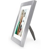 image:imageAmericanflat 8x8 Picture Frame  Matted to 5x5  Engineered Wood  White  Shatterresistant glass wall or tabletop display with included easel sawtooth hangers included secure turntab backingSilver