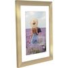 image:imageAmericanflat 8x8 Picture Frame  Matted to 5x5  Engineered Wood  White  Shatterresistant glass wall or tabletop display with included easel sawtooth hangers included secure turntab backingGold