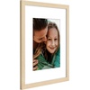 image:imageAmericanflat 8x8 Picture Frame  Matted to 5x5  Engineered Wood  White  Shatterresistant glass wall or tabletop display with included easel sawtooth hangers included secure turntab backingNatural Oak
