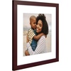 image:imageAmericanflat 8x8 Picture Frame  Matted to 5x5  Engineered Wood  White  Shatterresistant glass wall or tabletop display with included easel sawtooth hangers included secure turntab backingMahogany