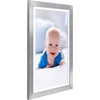 image:imageAmericanflat 8x8 Picture Frame  Matted to 5x5  Engineered Wood  White  Shatterresistant glass wall or tabletop display with included easel sawtooth hangers included secure turntab backingSilver