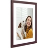 image:imageAmericanflat 8x8 Picture Frame  Matted to 5x5  Engineered Wood  White  Shatterresistant glass wall or tabletop display with included easel sawtooth hangers included secure turntab backingMahogany