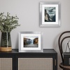 image:imageAmericanflat 8x8 Picture Frame  Matted to 5x5  Engineered Wood  White  Shatterresistant glass wall or tabletop display with included easel sawtooth hangers included secure turntab backingSilver