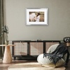 image:imageAmericanflat 8x8 Picture Frame  Matted to 5x5  Engineered Wood  White  Shatterresistant glass wall or tabletop display with included easel sawtooth hangers included secure turntab backingSilver