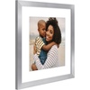 image:imageAmericanflat 8x8 Picture Frame  Matted to 5x5  Engineered Wood  White  Shatterresistant glass wall or tabletop display with included easel sawtooth hangers included secure turntab backingSilver