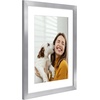 image:imageAmericanflat 8x8 Picture Frame  Matted to 5x5  Engineered Wood  White  Shatterresistant glass wall or tabletop display with included easel sawtooth hangers included secure turntab backingSilver