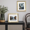 image:imageAmericanflat 8x8 Picture Frame  Matted to 5x5  Engineered Wood  White  Shatterresistant glass wall or tabletop display with included easel sawtooth hangers included secure turntab backingGold