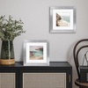 image:imageAmericanflat 8x8 Picture Frame  Matted to 5x5  Engineered Wood  White  Shatterresistant glass wall or tabletop display with included easel sawtooth hangers included secure turntab backingSilver