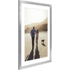 image:imageAmericanflat 8x8 Picture Frame  Matted to 5x5  Engineered Wood  White  Shatterresistant glass wall or tabletop display with included easel sawtooth hangers included secure turntab backingSilver