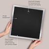 image:imageAmericanflat 8x8 Picture Frame  Matted to 5x5  Engineered Wood  White  Shatterresistant glass wall or tabletop display with included easel sawtooth hangers included secure turntab backingSilver